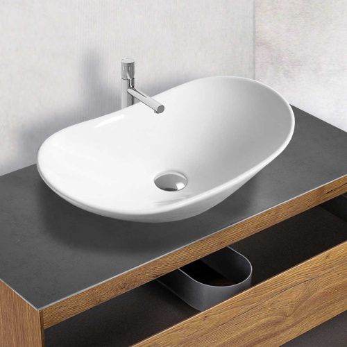 Раковина из сантехнического фарфора Vincea VBS-508 60х40 накладная цвет белый без отверстий под смеситель