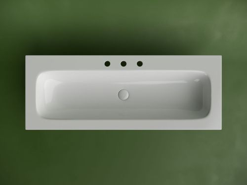 Раковина из сантехнического фарфора Ceramica Nova GRACE CN7024 120х50 накладная цвет белый 3 отверстия под смеситель - фото 3