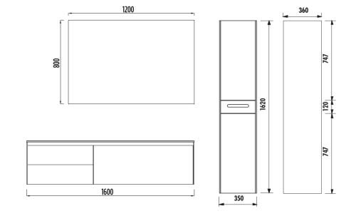 Тумба с раковиной Creavit Flat FA0160.01.PL+FA160.00+LP060 - фото 2