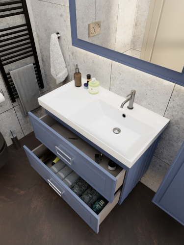 Тумба с раковиной La Fenice Cubo TWIN NFNC-01-CUB-BG-90-2-3-90-2R 100х50 подвесная цвет синий - фото 5