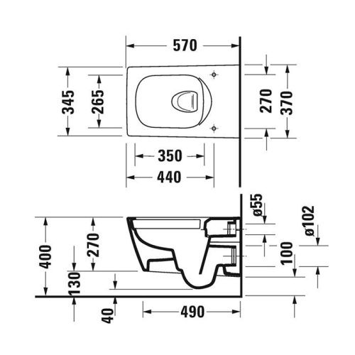 Чаша унитаза подвесная Duravit Viu 25110900001 цвет белый без сиденья безободковая - фото 2