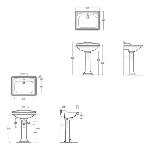 Раковина из сантехнического фаянса Simas Arcade AR834bi*3 70х50 подвесная цвет белый 3 отверстия под смеситель - фото 2