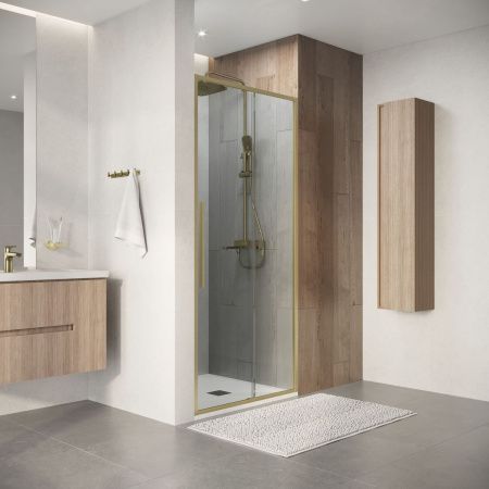 Душевая дверь Niagara Nova NG-44-9ASG 90х195 стекло прозрачное профиль золото