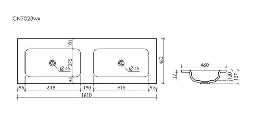 Раковина из сантехнического фарфора Ceramica Nova GRACE CN7023MBwx 160х50 накладная цвет черный - фото 4