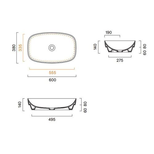 Раковина керамическая Catalano Alvea 624600001 60 см полувстраиваемая цвет белый без отверстий под смеситель - фото 2