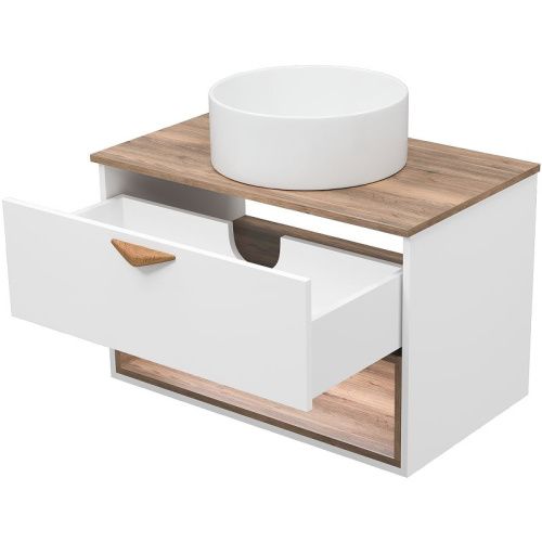 Тумба под раковину Brevita Bergen BER-07080-19-01-1Я 80х50 подвесная цвет белый - фото 5