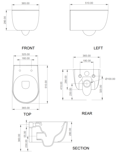 Чаша унитаза подвесная GSG Ceramic Design Hit! HIWCSO038 цвет серый без сиденья безободковая смыв торнадо - фото 2