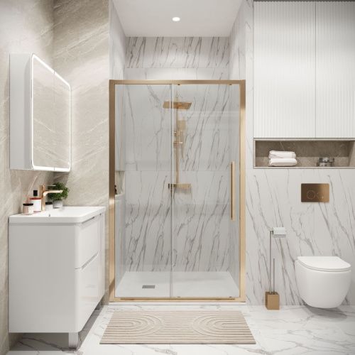 Душевая дверь Grossman Cosmo 100.K33.02.130.32.00 130х195 стекло прозрачное профиль золото - фото 4