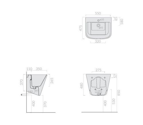 Раковина из сантехнического фарфора Galassia Meg11Pro 5482 60х50 подвесная цвет белый - фото 4