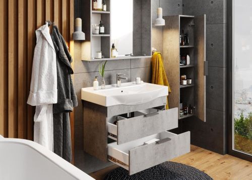 Тумба под раковину Onika Девис 108048 80х40 подвесная цвет серый - фото 5