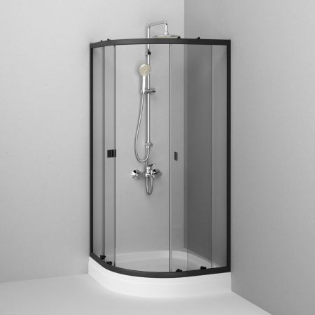 Душевой уголок Am.Pm X-Joy W88E-205-080BT64 80х80 стекло прозрачное профиль черный с поддоном