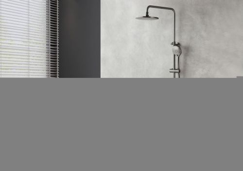 Душевая стойка LeMark Bronx LM3772GM настенная цвет черный с термостатом - фото 2