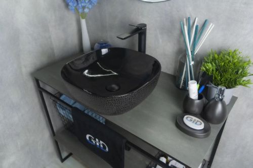 Раковина керамическая Gid 53301 40х40 накладная цвет черный без отверстий под смеситель - фото 5