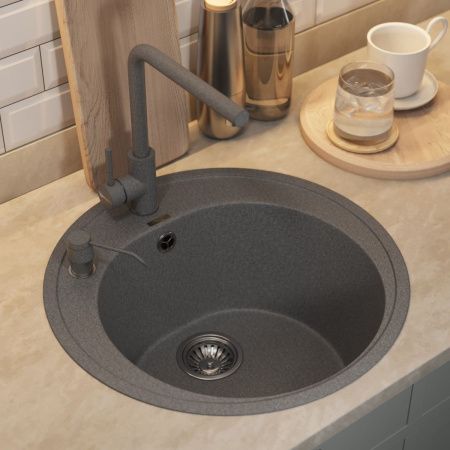 Кухонная мойка Uperwood Quartz Premium UPD-01 3910202102 50х50 цвет серый поверхность матовая