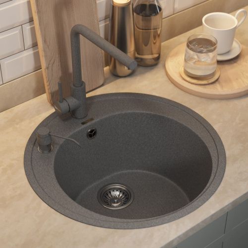 Кухонная мойка Uperwood Quartz Premium UPD-01 3910202102 50х50 цвет серый поверхность матовая - фото 3