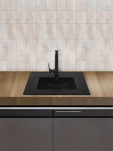 Раковина из сантехнического фаянса WeltWasser WW SK 10000005571 40 см встраиваемая цвет черный 1 отверстие под смеситель - фото 4