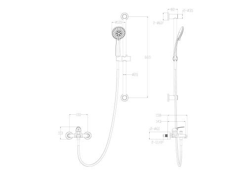 Душевой гарнитур Wonzon & Woghand  WW-4560-BGG настенный серый - фото 2