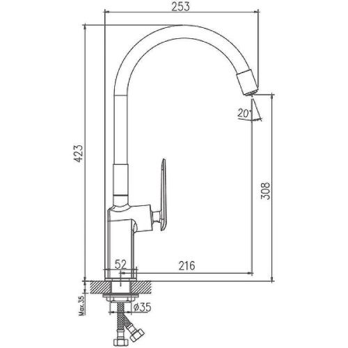 Смеситель для кухни Haiba HB548-7 HB73548-7 на мойку черный/хром - фото 2
