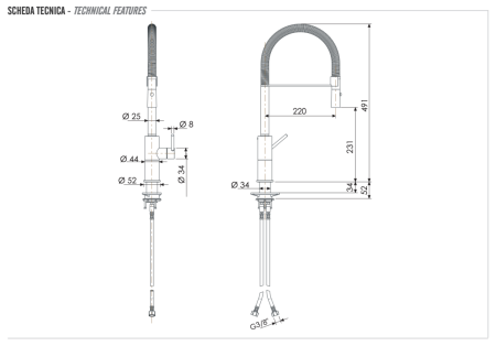 Смеситель для кухни Remer X Style Inox SSX543 на мойку нержавеющая сталь