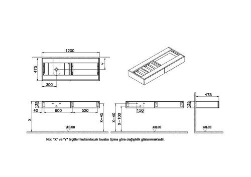 Тумба под раковину Vitra Origin 65681 120х50 подвесная цвет коричневый - фото 3