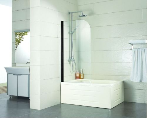 Душевая шторка на ванну Azario Merrit AZ-NF6211 700 BLACK 70х150 стекло прозрачное профиль черный ориентация универсальная - фото 2