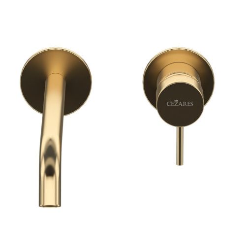 Смеситель для раковины Cezares LEAF LEAF-BLI2-20-L-SR встраиваемый в стену золото - фото 3