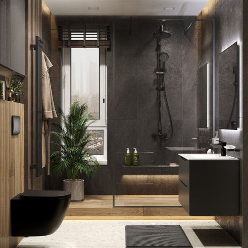 Душевая стойка Bond Circle B01-8888 настенная цвет черный - фото 3