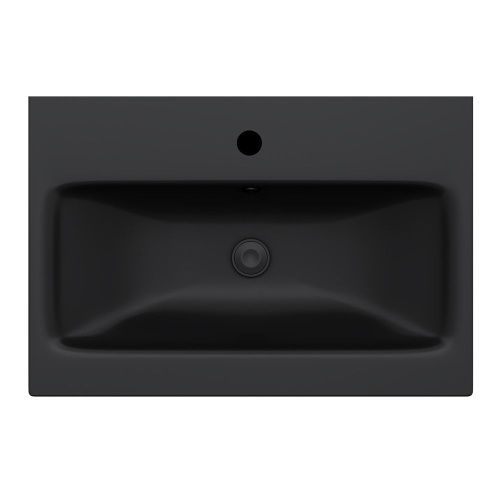 Раковина из сантехнического фарфора Am.Pm Gem M90WCC0602BM 60х40 встраиваемая цвет черный 1 отверстие под смеситель - фото 2