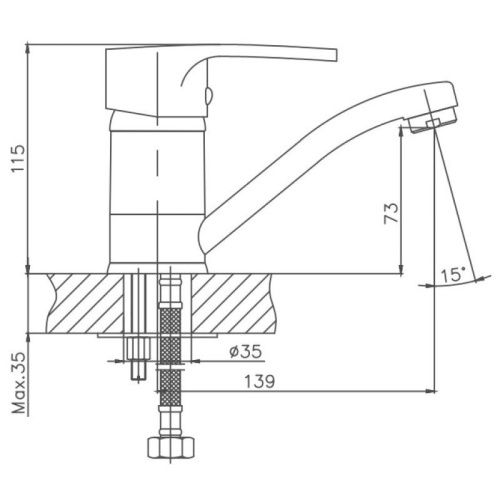 Смеситель для кухни Cron CN4565 на мойку хром - фото 3