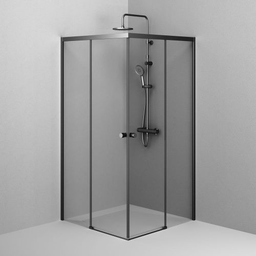 Душевой уголок Am.Pm X-joy W94G-403-100100-BТ1К 100х100 стекло прозрачное профиль черный без поддона - фото 5