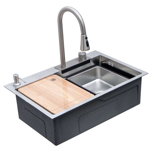 Кухонная мойка Melana ProfLine D6846H+6 сатин 70х45 цвет серый поверхность матовая