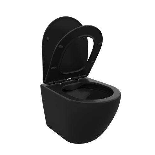 Унитаз подвесной Cerutti SPA CT8918 черный с сиденьем микролифт безободковый каскадный смыв - фото 3