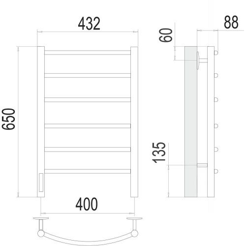Полотенцесушитель электрический Terminus 4670078531315 45х65 хром - фото 3