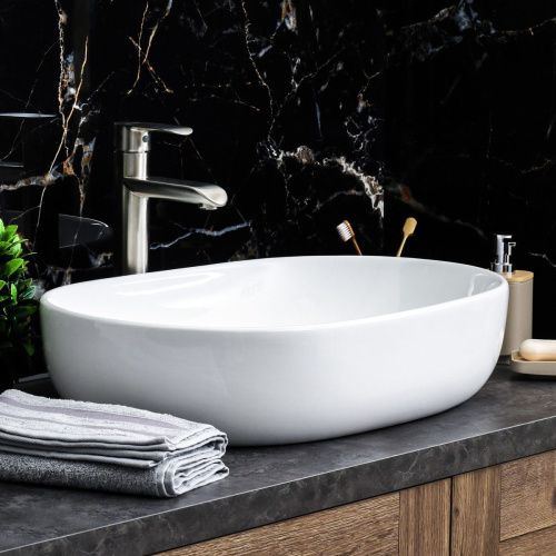 Раковина из сантехнического фарфора Melana 5006-805 60х40 накладная цвет белый без отверстий под смеситель - фото 5