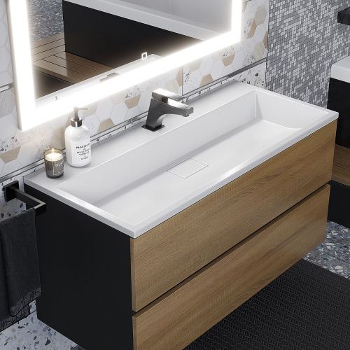 Раковина из искусственного камня Uperwood Barsa 293020531 100х50 полувстраиваемая цвет белый - фото 5