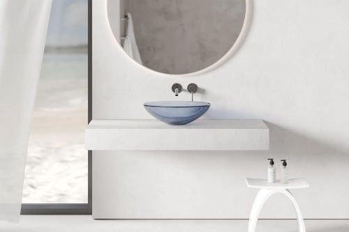 Раковина из полиэфирной смолы Abber Kristall AT2802Saphir 50х40 накладная цвет синий без отверстий под смеситель - фото 5