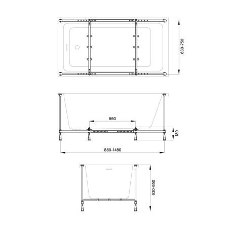 Каркас для ванны Wellsee Useful Extras 241905000