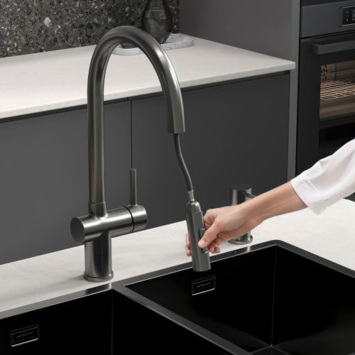 Смеситель для кухни Reflexion Lago RX9904BL на мойку вороненая сталь - фото 5