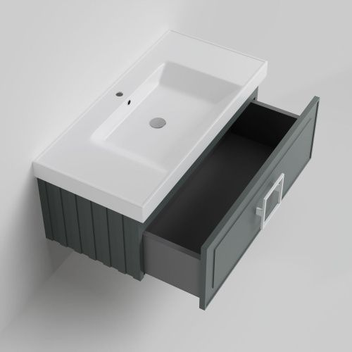 Тумба с раковиной La Fenice CUBO NFNC-01-CUB-G-100-2-100 100х50 подвесная цвет серый - фото 2