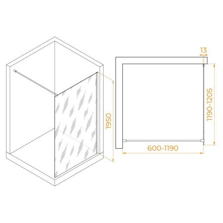 Душевая перегородка RGW Walk In 351001012-21 120х195 стекло матовое профиль хром
