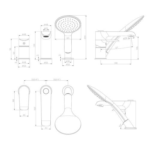 Смеситель Rossinka W W40-39 на борт ванны белый/хром - фото 2