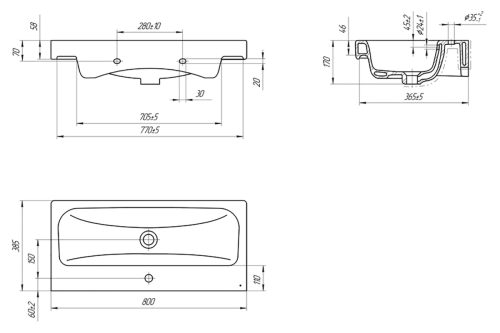 Раковина мебельная керамическая Cersanit Moduo Slim 80 UM-MOD80SL/1 80х40 накладная цвет белый 1 отверстие под смеситель - фото 4