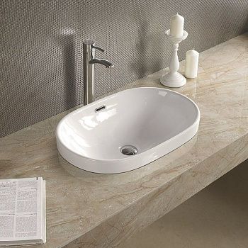 Раковина керамическая Art&Max AM-5006-C 60х40 полувстраиваемая цвет белый