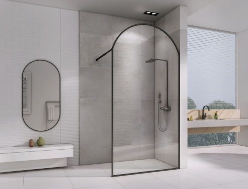 Душевая перегородка Abber Immer Offen AG64120BN8 120х230 стекло прозрачное профиль черный - фото 2