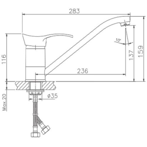 Смеситель для кухни Haiba HB01 HB4901 на мойку хром - фото 2