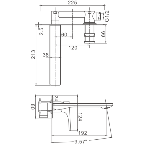 Смеситель BELZ B14709-3 встраиваемый в стену оружейная сталь - фото 2
