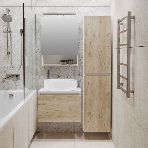 Тумба под раковину Runo БАРИ 00-00001374 60х50 подвесная цвет коричневый - фото 4