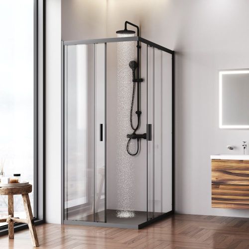 Душевой уголок Am.Pm Gem W90G-403-120290-BT 120х90 стекло прозрачное профиль черный без поддона - фото 3