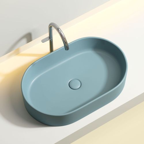 Раковина из сантехнического фарфора Ceramica Nova ELEMENT CN6048MLG 60х40 накладная цвет зеленый без отверстий под смеситель - фото 4