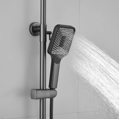 Душевая стойка Shevanik S6836T настенная цвет оружейная сталь - фото 5
